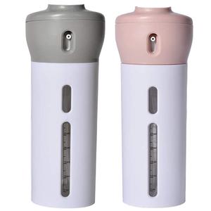 2 Pack 4 in 1 Travel Dispenser, CHIVENIDO Lotion Shampoo Gel Travel Dispenser Bottle Sets Shower Bottles Refillable Travel Bottles for Makeup Travel Supplies (Pink, Gray)