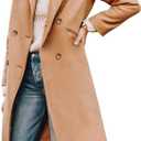 Yousify Women's Notched Lapel Collar Double Breasted Pea Coat Winter Wool Blend Over Coats Long Jackets (Small, 01 Camel)