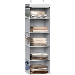 Simple Houseware 5 Shelf Hanging Closet Organizer, Gray (Grey)