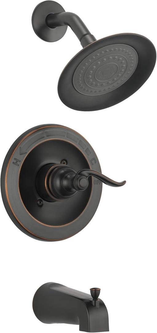 Delta Windemere 14 Series Bathtub and Shower Faucet Set, Oil Rubbed Bronze Shower Head and Handle Set, Valve Trim Kit, Oil Rubbed Bronze BT14496-OB (Valve Not Included)