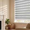HESTIA Cordless Light Filtering Zebra Blinds, Grey, 57" W x 77" H