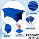 Trlyc 1 Pack 6FT Spandex Table Cloth - 72 x 30 Inch Rectangular Stretch Tablecloth, Wrinkle Resistant Scretch Table Cover for Wedding, Party, Banquet, Picnic, Outdoor Decoration (1Pcs,Royal Blue)