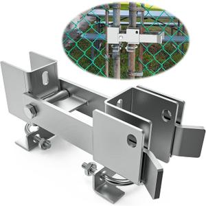 Chain Link Fence Double Gate Latch for 1-3/8" Gate Frame Chain Link Fence Gate Latch Residential Strong Arm Double Gate Latch for Metal Gate