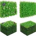 Artificial Grass Wall Panels 12pcs Lucky Clover Flower Boxwood UV Protected Faux Greenery Hedge, Privacy Fence Screen, Grass Backdrop for Outdoor Indoor Garden Party Wall Decor 16'' x 24''