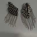 BESTOYARD Silver Epaulettes Rivet Tassel Epaulet Shoulder Spiky Boards - Vintage Halloween Cosplay Shoulder Epaulets Pads for Adult Gothic Party Costumes Accessories