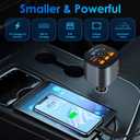Retractable Car Charger,5 in 1 Fast Cars Phone Charger 90W,Bluetooth 5.3 FM Transmitter Adapter, Handsfree Call,2 Retractable Cables and USB Chargers for iPhone17/16 15/14/13