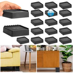 Bed Risers 1 inch, 2 inch, 3 inch, 4 inch Heavy Duty, Adjustable Furniture Riser for Table Desk Couch Sofa Chair Recliner Leg Frame Dorm, Stackable Bed Raisers Blocks (Black 8 Pack, 1+1 inch)