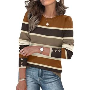 Womens Sweaters Fall Fashion 2025 Long Sleeve Button Cuff Soft Knit Pullover Trendy Tops Dressy Casual Blouses Large