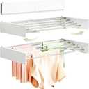 BOQORAD Clothes Drying Rack Wall Mounted 32,Drying Rack Clothing Wall Mount,Laundry Drying Rack,Wall Mounted Clothes Hanging Rack (White)