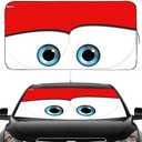 Gven- The Original Patented Car Eyes Windshield Sun Shade 2025 Pink Car Accessories for Women Shades for Front Window Girly Windshield Cover Sunshades for Summer Heat Portection(Red, S)