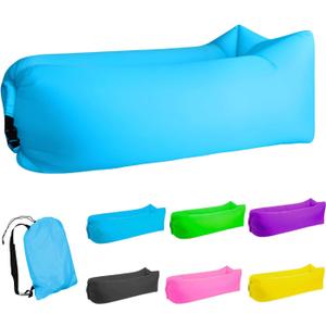 Inflatable Lounger Air Sofa Hammock, Inflatable Couch for Camping, Portable Waterproof Anti-Air Leaking Pouch Couch Air Chair for Outdoor, Beach, Hiking, Picnics, Music Festivals (Blue)