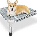 Elevated Raised Outdoor Dog Bed - Cooling Lifted Outside Dogs Cot Bed with Non-Slip Feet Dog Hammock Bed with Stainless Steel Frame Portable Puppy Pet Bed for Indoor & Outdoor (S:20'' x 20'' x 6'')