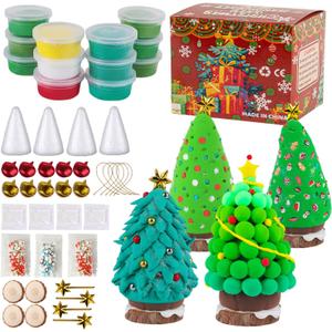 Christmas Trees Crafts SetsAir Dry Clay Kits for KidsModeling Clay Christmastree DIY Sets,Christmas Stocking Stuffers Perfect for Winter Children's Holiday Party Decoration Gifts