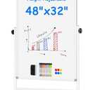 Maxtek Mobile White Board on Wheels 48x32, Magnetic Storage Easel Standing