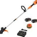WORX Cordless String Trimmer, 13'' Electric Weed Wacker with Auto Feed, 40V Lightweight Weed Eater with Dual-exit Cutting Head, 2 Batteries & Charger Included, WG183