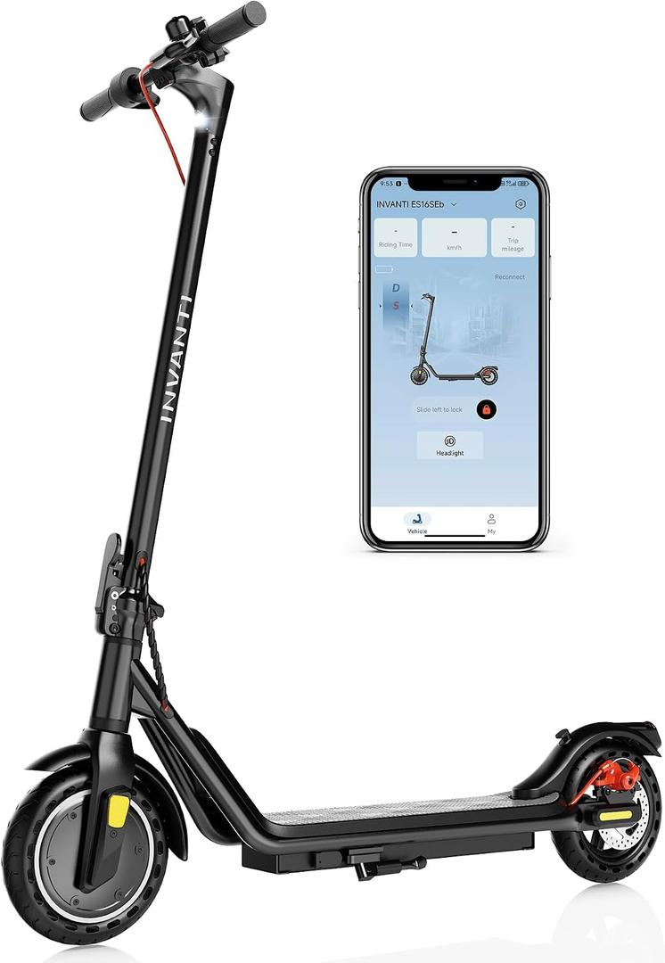 INVANTI E20 Adult Electric Scooter with Smart APP, Max 19 Miles & 18 MPH,350W Motor, 8.5" Solid Tires, Dual Brakes & Cruise Control, Foldable and Portable Commuter Electric Scooter for Adults