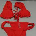 RoseSeek Women's Two Piece Swimsuits Frill Trim Tie Front Bathing Suit Wide Straps High Cut Sleeveless Bikini Sets,M