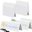 Fainne 20 Sets Dry Erase Name Tent Cards with Black Markers 8.7 x 2.8 x 1.9 Inches White Reusable Name Plate Wipe Clean Desk Tags Sign for Classroom Table Office Conference Meeting Weddings