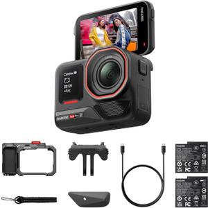 Insta360 Ace Pro 2 Xplorer Bundle Dual Battery- 8K Waterproof Action Camera Co-Engineered with Leica, 1/1.3" Sensor, Dual AI Chip, Leading Low Light, Superior Audio, Flip Screen & AI Editing for Vlogs (Midnight Black+Slate Gray)