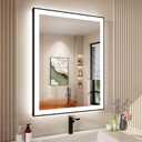 28x36 Inch LED Bathroom Mirror with Black Frame, Backlit and Front Lighted Bathroom Mirrors for Wall, Anti-Fog, Dimmable, Memory, Shatterproof, LED Vanity Mirror for Bathroom