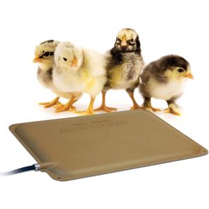 K&H Pet Products Thermo-Peep Heated Chicken Pad for Brooders and Chicken Coops, Warming Chick Nesting Pad Coop Accessory Mat, Heat Lamp Alternative, Safety Listed - Petite 9 X 12in Tan 20W