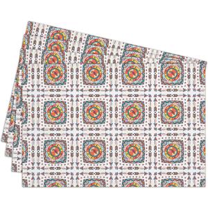 Cotton Linen Waterproof Placemats Set of 4, Boho Style Colorful Dining Mat Table Mats Decor Fabric for Kitchen Dinner Coffee Shop Table, Indoor/Outdoor Washable Wipeable Place Mat -N016