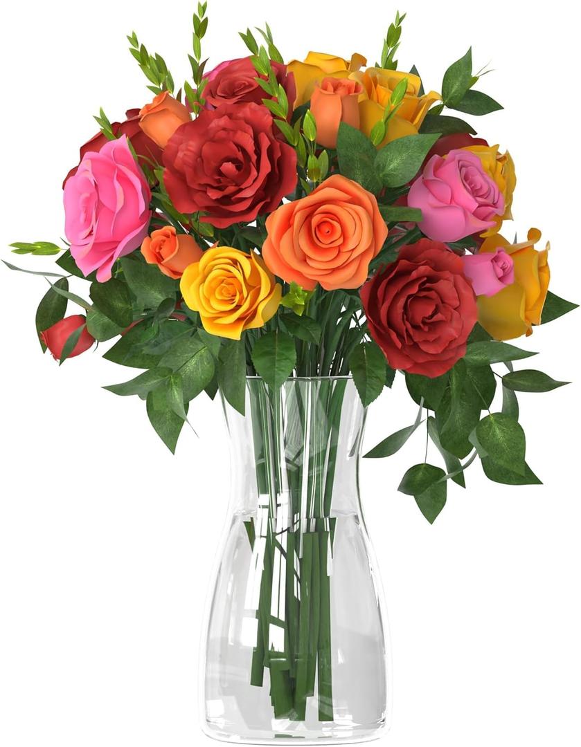 Der Rose 8 inch Clear Glass Flower Vases for Flower Bouquet Decoration Home Centerpiece Wedding Decor Gift, Clear