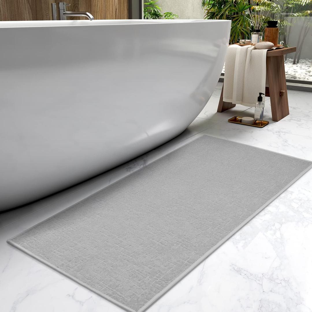 AMOAMI-Bath Mat-Super Absorbent Quick Dry Bathroom Floor Mats-Rubber Backing Washable Bath Mats for Bathroom Rugs Fit Under Door-Bath Rug for in Front of Sink,Bathtub 24"x48" Grey (24"x48", Grey)