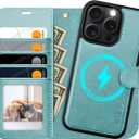 OCASE for iPhone 16 Pro Max Case Detachable Wallet Case with Card Holder, 2 in 1 Pu Leather Flip Folio with RFID Blocking Stand Wrist Strap Shockproof Phone Cover 6.9 Inch 2024, Ice Blue