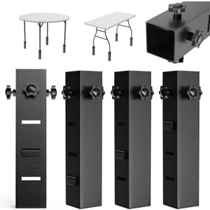 4 Pack Folding Table Risers, Super-Strength Steel Table Leg Extenders, Table Height Extenders, Tables Lifts Risers, 3 Levels Adjustable Height Desk Leg Extensions Rise 2.3in4.3in6.3in