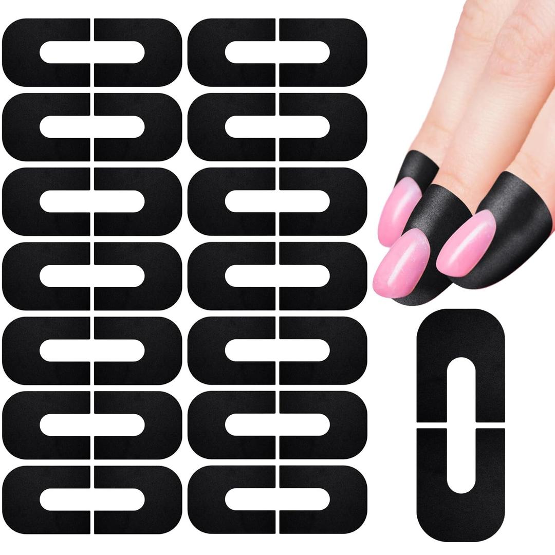 30pcs Nail Polish Protector Sticker, U-Shaped PET Nail Guards for Polish, Peel off Cuticle Protector for Nail Art Painting- Black