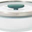 Anyday 4-Cup Microwave Cookware & Glass Container with Glass Lid, Plastic-Free Shallow Food Storage | Stackable Airtight Steamer with Vented Lid for Microwave-Safe Reheating, Steaming Vegetables (Frosted - Kale)