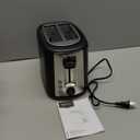 Amazon Basics 2 Slice Toaster, With 6 Browning Settings, Extra Wide Slots For Bagels and Special Breads, Removable Easy-to-Clean Crumb Tray, Cancel/Defrost/Bagel Buttons, 900W, Black & Silver