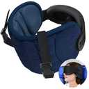 Travel Pillows for Airplanes, Airplane Pillow for Long Flight, Airplane Head Strap with Eye Mask for Sleep, Travel Neck Pillow for Car Road Trip, 360 Support Headrest, Stop Bobblehead, Blue
