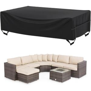 Velway Patio Furniture Cover Outdoor Waterproof Rectangular Patio Table Chair Sofa Set Cover, 128" Lx82 Wx28 H, All Weather Oxford Tear-Resistant Material with Zipper Carrying Bag Windproof Buckles
