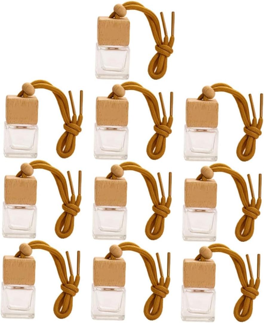 Garneck 10pcs Hanging Perfume Bottles Empty Glass Car Fragrance Bottles Transparent Design for Home Freshening Lightweight Refillable Aromatherapy Vials