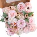 Garisey Artificial Flowers Combo for DIY Wedding Bouquets Combo Centerpieces Arrangements Party Bridal Baby Shower Home Decorations-Blush Pink