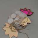 Bucherry 6 Pcs Diwali Lotus Decoration Lotus Flower Candle Holder with Led Candles Wood Flower Traditional Indian Decor for Diwali Puja Home Outdoor Party Decoration(Red)