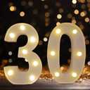 DyingSwan Led Light Up Numbers, 30th Birthday Decorations, Marquee Numbers Lights, Battery Powered Light Up Sign for 30 Decor Party (White)