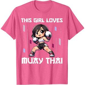 This Girl Loves Muay Thai, Funny Muay Thai, Girls Kids T-Shirt, M, Pink Heather