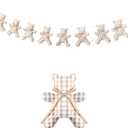 Moukeren We Can Bearly Wait Felt Banner Baby Shower Decorations Brown Gingham Teddy Bear Garland 3D Filling Cotton Boho Bear Theme Birthday Gender Reveal Wedding Birthday Party Decor