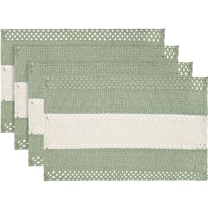 Artoid Mode Light Green Farmhouse Rustic Placemats Set of 4,12x18 Inch Seasonal Hollow Table Mats Party Kitchen Dining Decoration