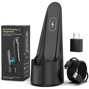 Charging Dock Replacement for MANSCAPED Lawn Mower 5.0 Ultra | Vertical Standing Charger for Manscape Trimmer with AC Adapter, Manscaped Charger Holder - Valentines Day Gifts for Him (T Black)