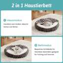 Cat Bed with Hooded Blanket, Round Fluffy Anti-Anxiety Pet Bed for Cats/Small Dogs, Cozy Donut Cuddler with Machine Washable Faux Fur & Anti-Slip Bottom(23"23"6",Grey)