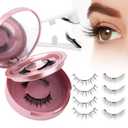 2-Pairs Reusable Magnetic Eyelashes with Applicator: Wendy Fake Magnetic Lashes Natural Look, 079+B01-A