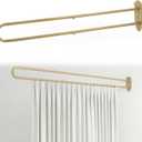 Zonon U Shape Room Divider Rod 6.56 ft, Metal Support Wall Mounted Privacy Partition Curtain Rod for Fitting Room Beauty Salon Bedroom Spa Shower (Gold)