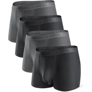 DAVID ARCHY Men's Modal Underwear Boxer Briefs & Trunks, Breathable Soft Anti-Chafe Comfort, Dual Pouch Support, 3 or 4 Pack (Black, L)