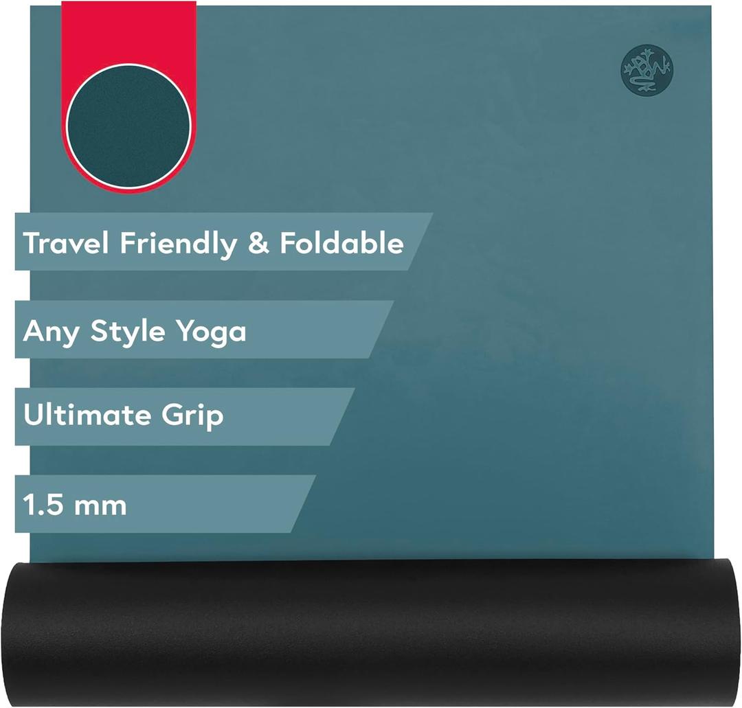 Manduka GRP Adapt Travel Yoga Mat 71" - 1.5mm | Foldable & Travel friendly | Ultimate Grip | Sweat ready for Any Style of Yoga | 71 x 24 inches (Dark Lotus)