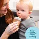 The First Years Silicone Squeeze & Sip Straw Cup - Spill-Proof Toddler Training Cups - Dishwasher Safe - Orange and Blue - 7 oz - 2 Count - Ages 6 Months+