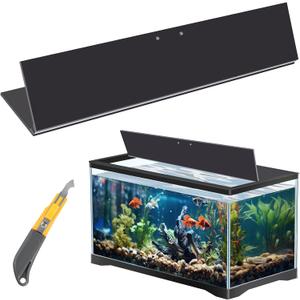 Sieral Aquarium Polycarbonate Canopy Set 35.13 x 17.13 x 0.12 Inch for 50/65/84 Gallon Without Center Brace Aquariums Cover Fish Tank Lid with a Hook Knife, Black